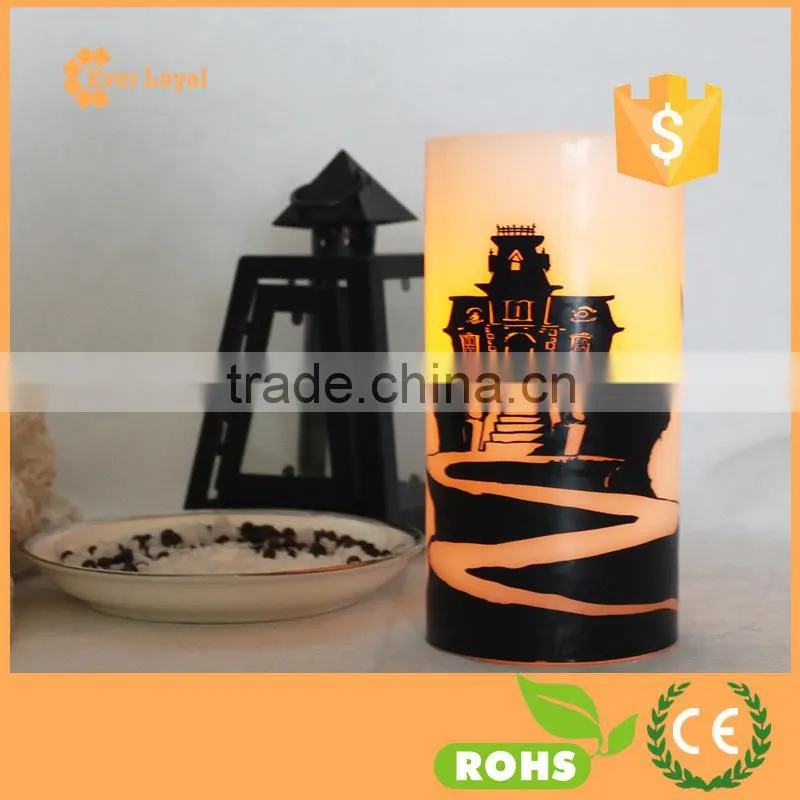 LED Luminara Candle Flat Top Pillar Printed Candle