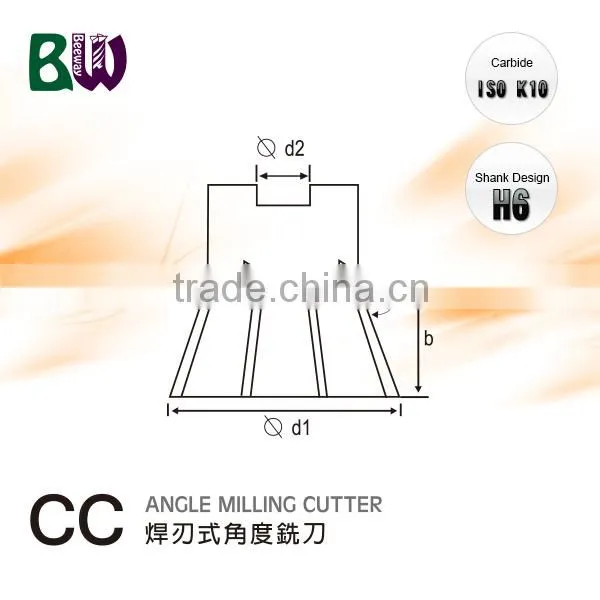Brazed Tungsten Carbide Angle Milling Cutter For Side & Face Milling