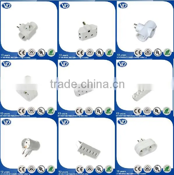 Small multi-function female schuko travel plug