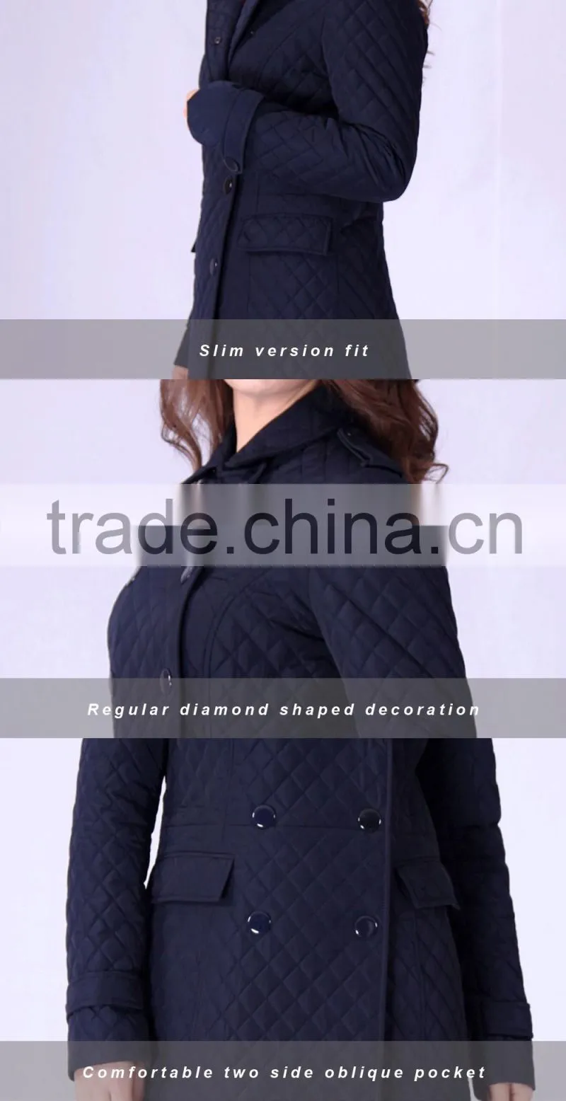 2016 Spring New Design Long Slim Fit Women Lapel Parka