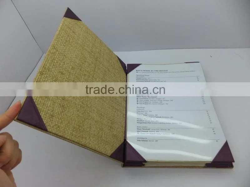 Fashion A4 PU Leather 6pages Menu Cover