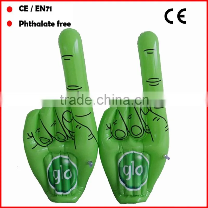 Promotional cheering toys 5 fingers inflatable hands with custom printing