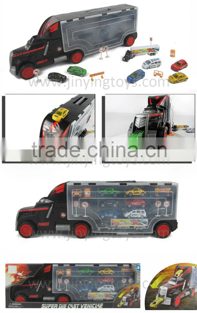 2015 Big size free wheel container truck full toy diecast cars metal car with EN71