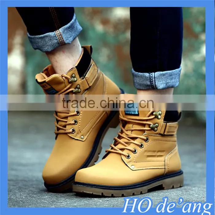 Hogift 2015 new winter warm casual boots male British fashion high-top PU leather men's boots MHo-113