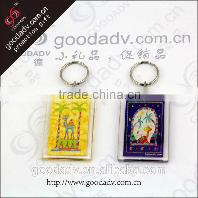 Fashion promotional items custom printed clear acrylic photo keyrings