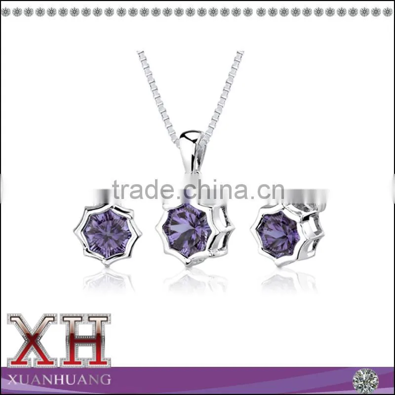 Colorful Women Snowflake Jewelry Set Snowflake Necklace Earrings Jewelry Set