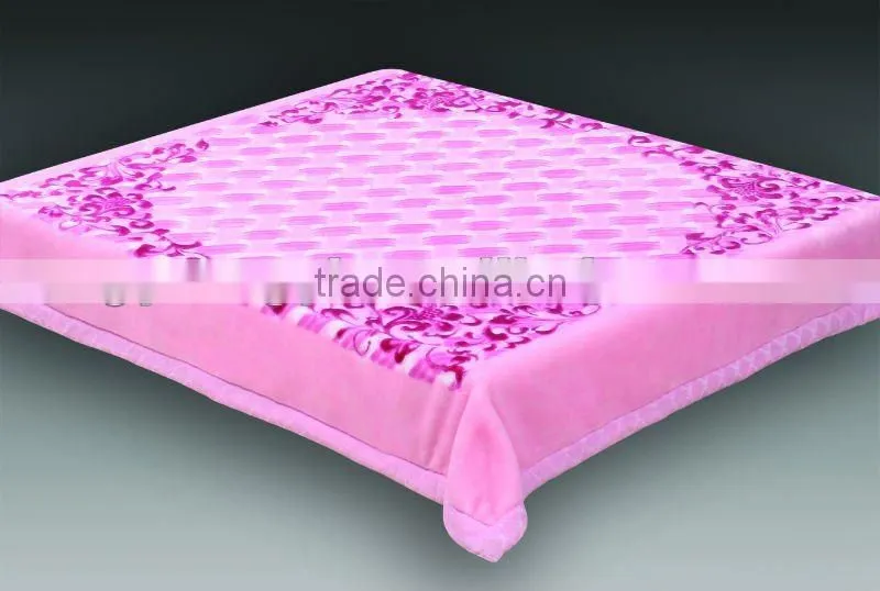 100% polyester printed and special carving raschel blanket 5kg