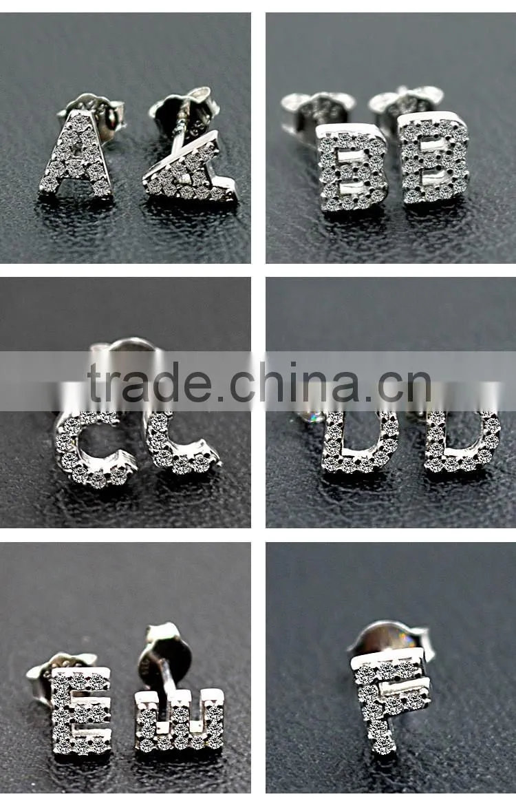 Infinite Factory Direct Sale 925 Sterling Silver earrings Letter shape A-Z silver earrings