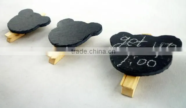 Smooth Edge Stone Marker Clip Black Bear Shape Clip Marqueur d'ardoise