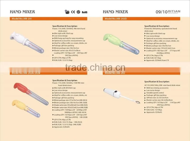 Hot sale household mini plastic electric hand mixer/electric vegetable blenders