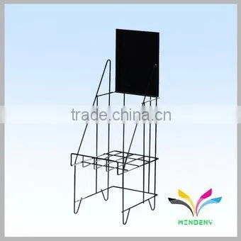 simple sturdy black powder coated wire display rack outdoor newspaper stand