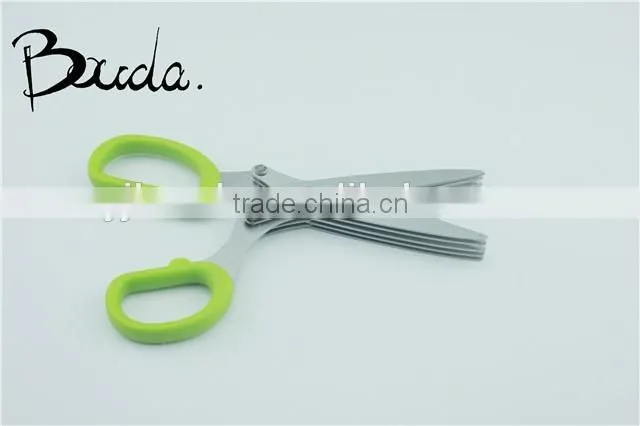 Multifunction 5 blade stainless steel herb scissor with PP+TPR handle BD-S1643