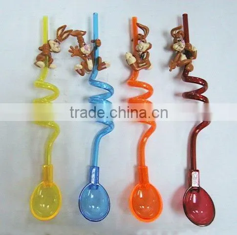 Drinking straw with spoon, plastic spoon straws, spoon straw for drinking