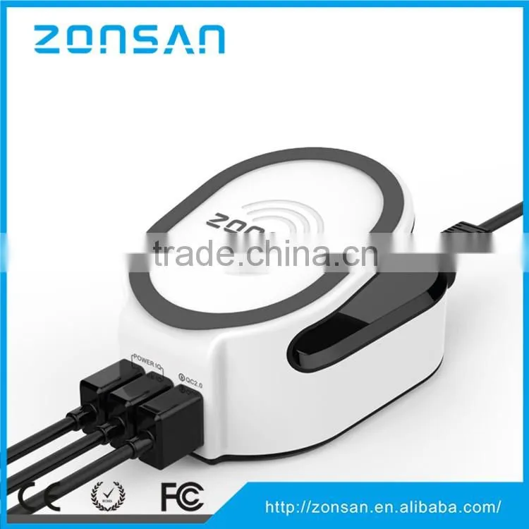 RoHS FCC Qualcomm Approved 4 port QC3.0 quick usb charger with US plug,ODM/OEM quick deliver power sockets
