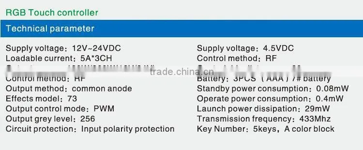AC85~265V 50/60Hz 14keys RF 24G Packet Radio wireless to tuch controller/Dimmer for led strip light