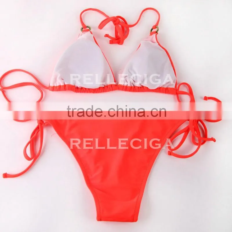 2016 RELLECIGA Bikini - Black Simply Stunning Triangle Top with Goldtone Hardware Rings