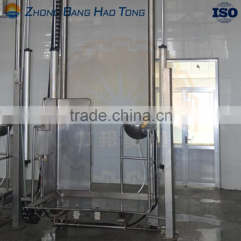 cattle skin removing machine with motorized elevating roller for cattle slaughterhouse