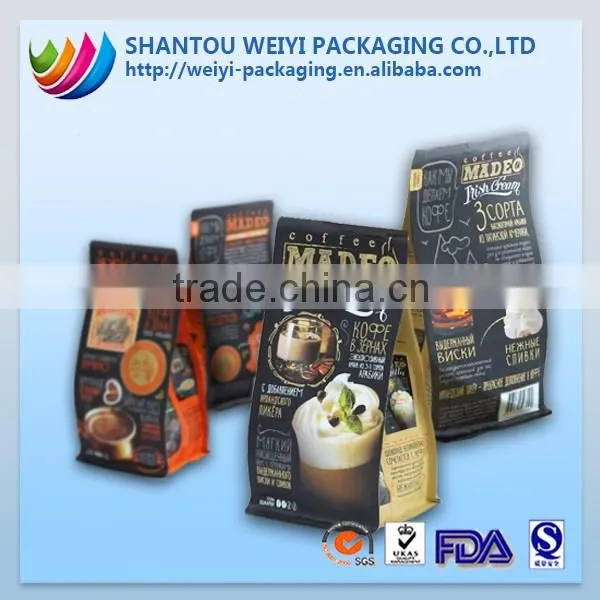 custom made instant coffee packaging sachet bags with coffee design