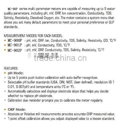 MC-904 Portable Multi-parameter Water Quality Meter