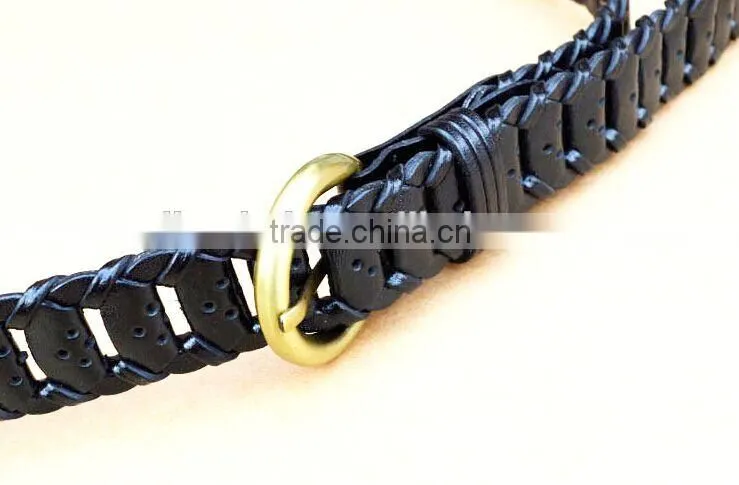 Ladies Skinny braided Genuine leather belt