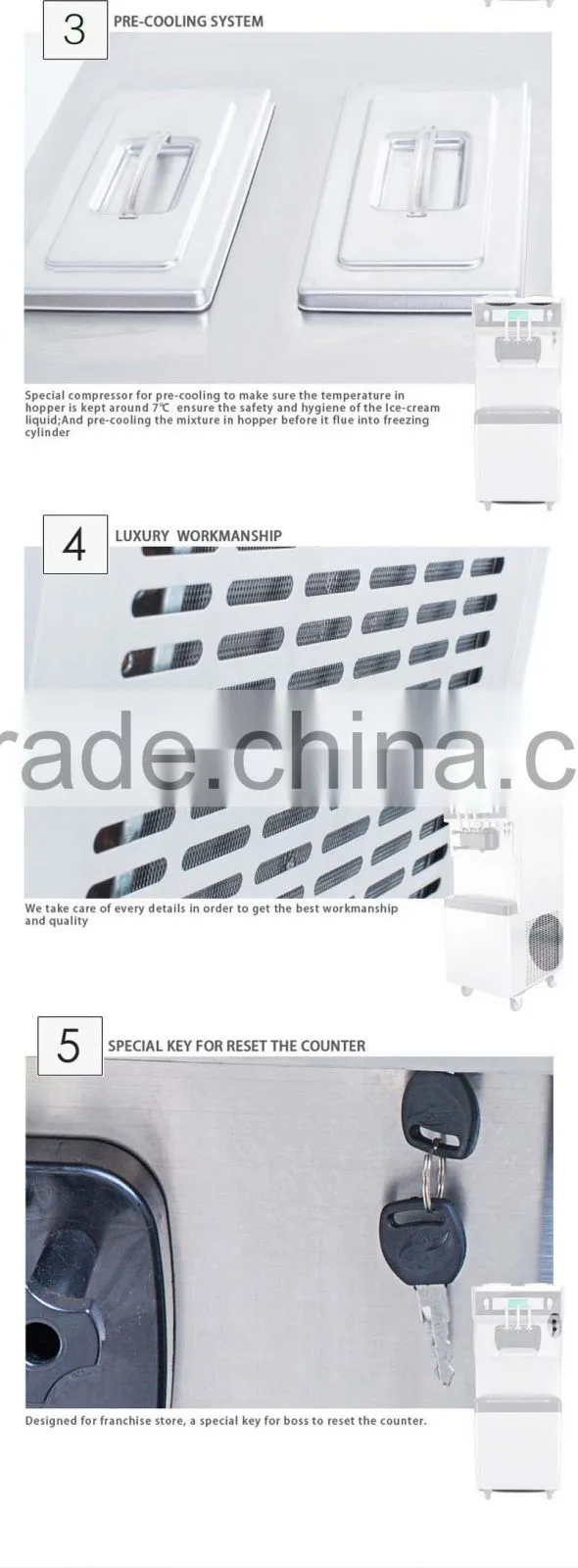 2+1 Mixed Flavors Ice Cream Vending Machine With Good Price,CE approved