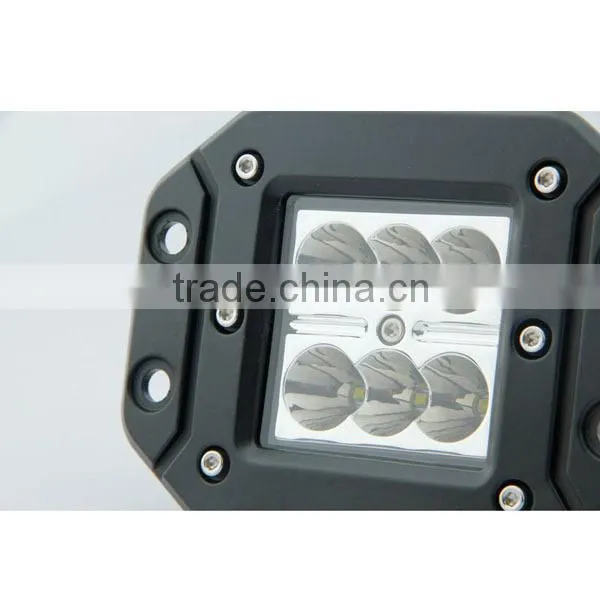 12V 24V Flush Mount 18W Led Work Light with Sopt/Flood Beam for Jeep Wrangler, SUV, Truck
