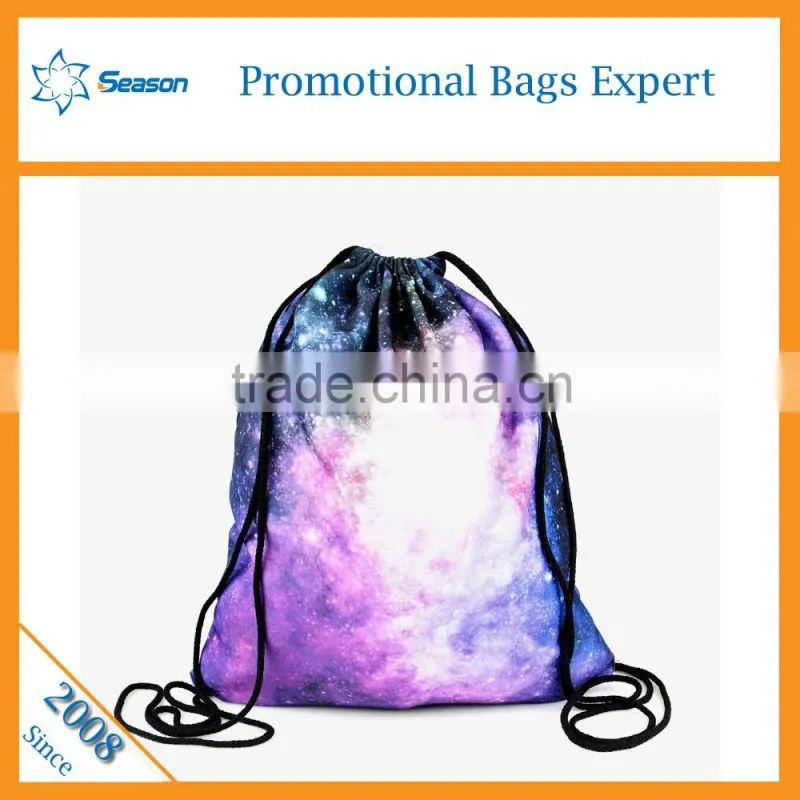 Starry sky travel bag drawstring backpack foldable polyester shopping bag