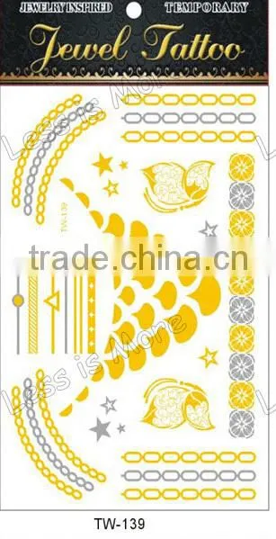 Wholesale Jewelry Custom Gold Metallic Temporary Tatoo,Tattoo Laser,Necklace Tattoo