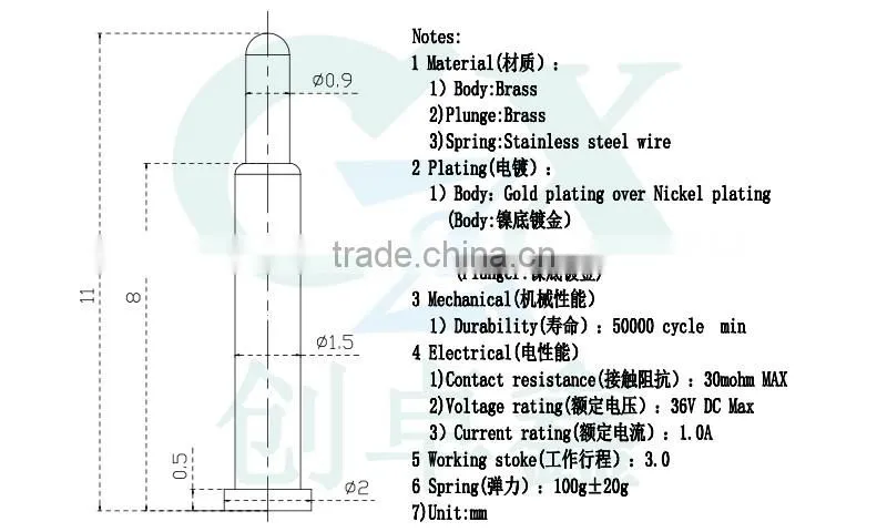 smt precision brass pogo pin electrical pogo pin connector