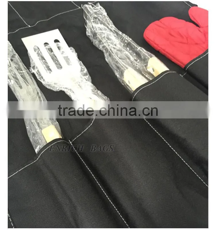 Enrich Promotion 5pcs BBQ Apron set with BBQ tool sets for out picnic