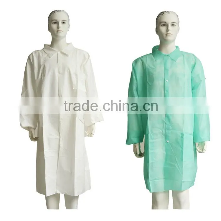 medical disposable cool lab coats cheap Nonwoven top green antistatic lab coats