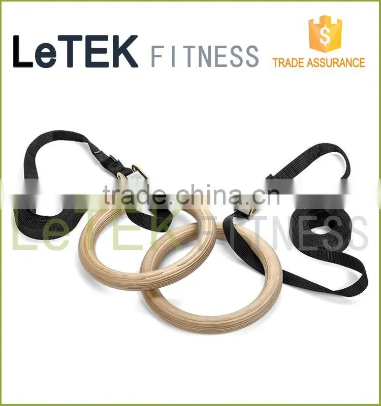 Wood Gymnastic Ring Olympic Strength Training Gym Rings Wooden for Crossfit
