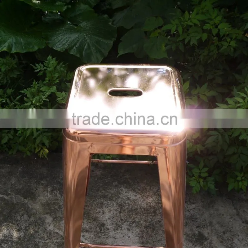 Vintage French Style Rose Gold Industrial Outdoor Metal Bar Stools