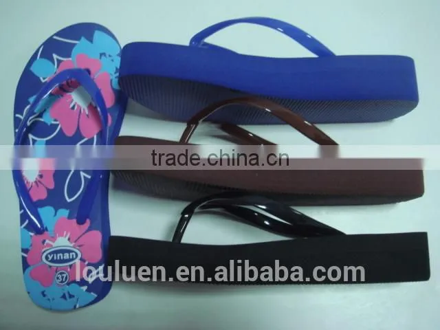 663 LOULUEN Custom EVA Ladies Flat Slippers Wedge Flip Flops For Women With Logo