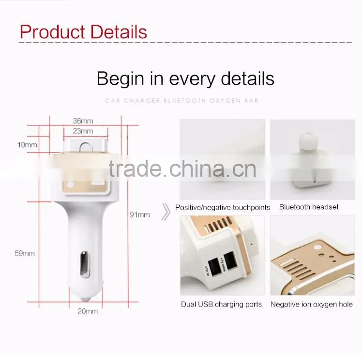 New energy car bluetooth with car charging oxygen bar,car charging bluetooth with headset