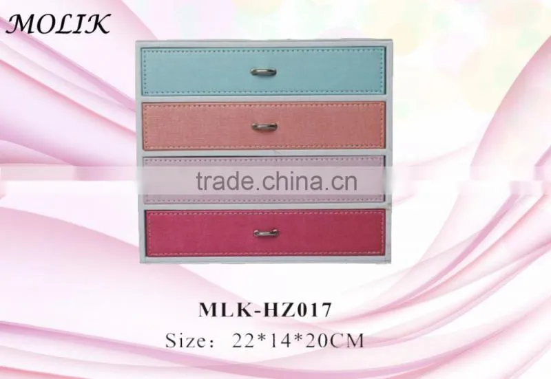 Wonderful color leather makeup box with 6 drawers