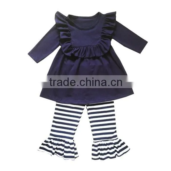 2016 best selling children clothes set navy baby dress cotton ruffle pants kids outfit little girls clothing sets