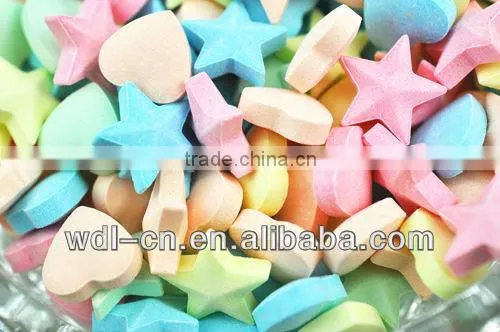 Great-tasting mixed fruity start and heart shape press candy