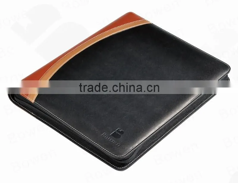 hot sale conference folder with 3 ring binder/leather document folder