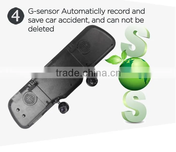 Bluetooth dual camera mirror car dash cam