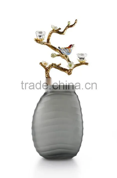 RORO Blossoming Story enamel home decoration pewter craft tall crystal candle holder household decorative craft