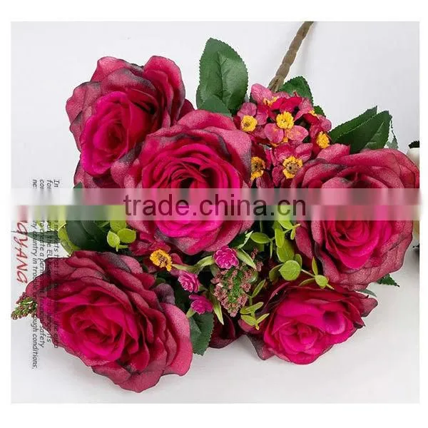 Decorative artificial table flowers/newest artificial rose flower