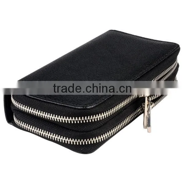 double zipper leather pouch of phone wallet