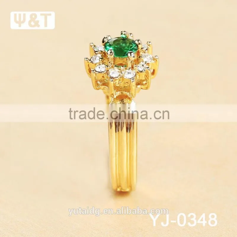 Jingli jewelry Green Stone Gold Plated Ring (YJ-348)