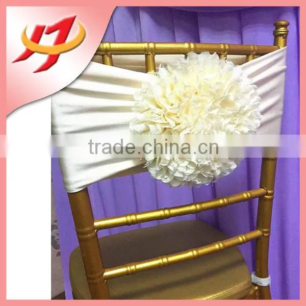 Wholesale champagne wedding rosette decoration chair sash fabric