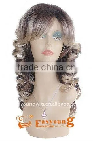 Wholesale fake curly hair dye omber color hair wigs for women