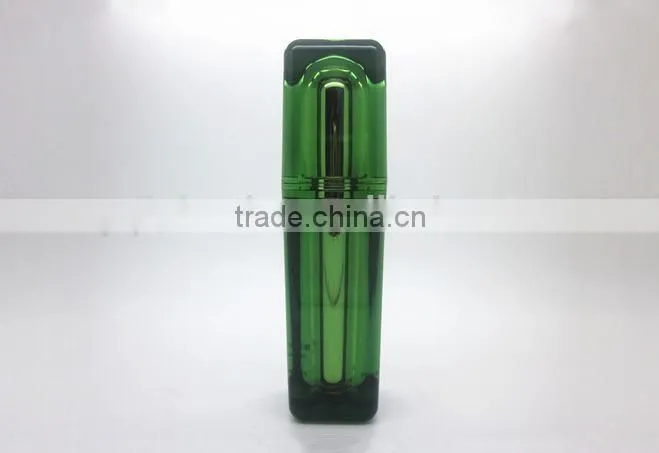square shape green color cosmetic bottle