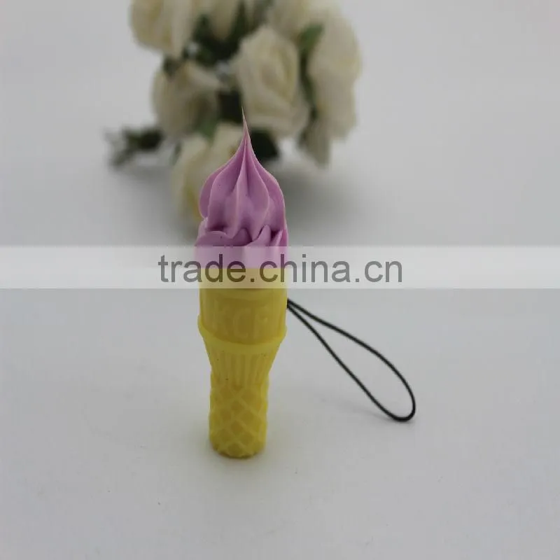 Hotsale creative high quality mini funny artificial fake ice cream cone keychian for promotion gift items