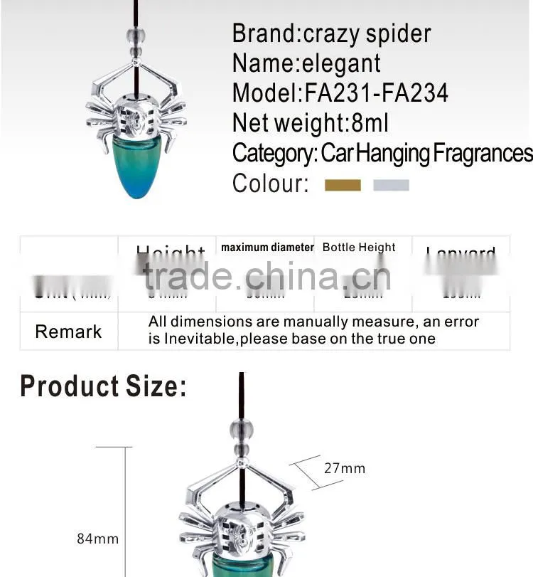 Spider shape zinc alloy material hanging car air freshener