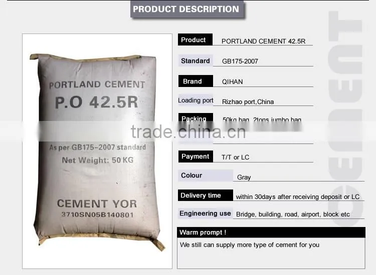 Supply high quality portland cement per ton